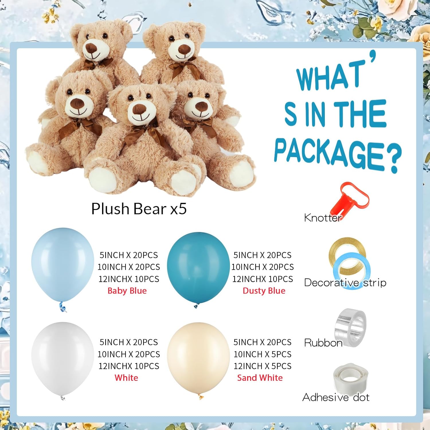 Color White and Pink Meooeck 185 Pcs Bear Baby Shower Party Decorations Table Centerpieces 5 Pcs 13. 5'' Gender Reveal Bears 180 Balloons Kit Baby Shower Table Decor for Birthday Wedding